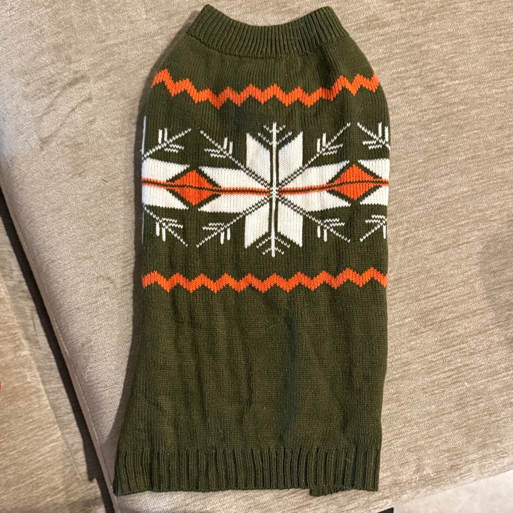 Olive Green Snowflake Crewneck Sweater